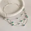 Collar Redondo Multicapa de Perlas y Cuentas Moda Temperamento Cadena para Suéter Elegante Lujo Ligero Sensación de Alta Gama Adorno de Collar Transfronterizo Europeo y Americano