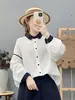 Moda Otoño 2026: Estilo Artístico Manga de Gasa de Doble Capa Empalmada Cárdigan Holgado para Mujer Camisa de Manga Larga Top Venta al por Mayor