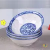 Tigelas de Porcelana Azul e Branca de Jingdezhen, 10 Tigelas Grandes para Mingau e Ramen, Louça Estilo Chinês com Cor sob Esmalte, Segura para Micro-ondas