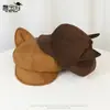 Sombrero Octagonal de Gamuza con Orejas de Gato para Mujer, Boina de Atmósfera de Moda Otoño e Invierno, Sombrero de Pintor Versátil para Adelgazar la Cara