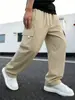 Amazon Sitio Independiente Transfronterizo Ropa de Trabajo para Hombre Primavera y Otoño Bolsillos Múltiples Color Sólido Pierna Recta Pantalones Deportivos Casuales