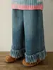 Wuli Bu Yi [Processamento Personalizado] Jeans Reto para Meninas Primavera/Outono 2026 Calças Longas da Moda Soltas Estilo Coreano Tendência