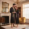 Venta Directa de Fábrica Bata Unisex de Seda Artificial Bata de Baño para Pareja en Casa Pijama Holgado de Manga Larga Hielo Seda Mañana