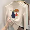 Camiseta de manga comprida com gola alta para meninas, camada base com forro de fleece, novo estilo outono/inverno 2026, top casual infantil com forro de fleece