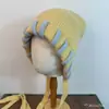 Gorro de Lana Tejido Vintage Estilo Japonés Punto de Festón Gorro con Bloques de Color Trenzado Otoño e Invierno Cálido Resistente al Frío Versátil Suave Ceroso Gorro de Pescador