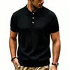 2026 Comércio Exterior Transfronteiriço Roupas Masculinas Estilo Americano Tricô Trançado Manga Curta Camisa Polo Verão Caimento Solto Gola Reversível Camiseta de Manga Curta