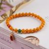 Pulsera de anillo único de cera de abeja natural con cuentas redondas de Jade Rojo del Sur para niños y niñas, pulsera elegante, sencilla y combinable de moda