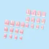 Comércio Exterior Mais Vendido Gradiente Rosa e Branco Manicure Francesa, Estilo Gentil e Elegante Pontas de Unha Usáveis, Adesivos de Unha com 24 Peças