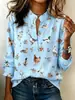 Comercio electrónico transfronterizo de Amazon: nueva camisa casual estampada para mujer con mangas largas a rayas