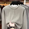 Sudadera Dos en Uno Estilo Old Money para Hombre, Nueva Camiseta de Punto Juvenil Otoño/Invierno con Cuello Henry, Camisa Básica Casual para Hombre