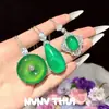 Joia Cavalo Material Calcedônia Verde Ágata Fivela da Paz Colar com Pedra Preciosa Novo Estilo Chinês Cor Jadeíta Gota d'Água Grande Colar com Diamantes Brilhantes