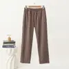 Novas calças xadrez de outono e inverno, com cintura elástica, corte solto, casuais, modeladoras e quentes, com forro de fleece adicional para maior aquecimento, adequadas para usar em casa