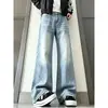 Jeans curvos plisados de estilo americano de calle para hombre, pantalones de diseño moderno para otoño, corte recto, adelgazantes, pantalones de pierna ancha fluidos