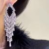 Pendientes de Plata con Flecos de Circonita en Forma de Rombo, Estilo Europeo y Americano Transfronterizo, Pendientes de Lujo Ligero de Gama Alta, Accesorios para Orejas Personalizados con un Diseño Único