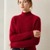 Suéter de cachemira para mujer con cuello semi-alto, corte holgado, tejido de ochos, color liso, jersey de cachemira de cabra, cuello medio, capa base, estilo casual