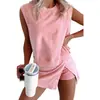 Comercio exterior transfronterizo Amazon TK2026 conjunto de 2 piezas de moda para mujer, casual, cuello redondo, top sin mangas holgado y pantalón-falda de cintura elástica