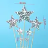 Decoração de estrela de cinco pontas grande dourada amor glitter bolo cartão laser conjunto aniversário casamento mesa de sobremesas plug-in