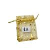 Saco de Presente de Organza com Cordão Estampado a Ouro 7*9, Pequeno Saco para Embalagem de Joias, Saco de Malha de Alta Qualidade com Cordão