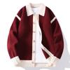 2025 Cross-Border Amazon Outono Solto Tendência Marca Ins Estilo Hong Kong Color-Blocking Jaqueta Tendência Cool Casual Malha Top