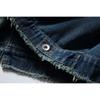 CROWD CITY nuevo cierre estilo chino retro holgado chaqueta de mezclilla lavada en negro abrigo para hombre Y464