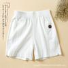 Shorts Blancos de Lino y Algodón de Cintura Alta para Mujer Verano Nuevo Pantalón Recto Holgado Casual Combinable Deportivo Hot Pants Delgados
