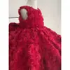 2025 Nuevo Vestido de Princesa para Cumpleaños de Niñas Coreano Bebé Tocando el Piano Falda de Flores Rojas Niños Verano
