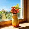 Nuevo producto transfronterizo: Jarrón de gato peculiar, jarrón de escritorio creativo con forma de gato lindo, adorno decorativo de resina
