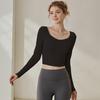 Roupa de Yoga 2026 Primavera Emagrecedora Malha Respirável Vazada Costas Bonitas Treino Esportivo Manga Longa Fitness Camiseta Top