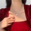 Collar de doble capa con cruz de amor, diseño avanzado, luz de amor, diamante, lujo ligero, nicho, cadena para clavícula