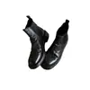Versión de Piel de Vaca del Mismo Estilo, Botines Plisados de Piel de Caballo Lavada, Botines Elásticos de Tacón Grueso y Suela Gruesa, Botines Chelsea Cortos para Mujer, Otoño e Invierno