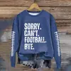Moletom Feminino de Outono Gola Redonda Camisa Esportiva Moda Outono Feminina Pulôver com Estampa de Futebol