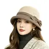 Novo Chapéu Bucket de Lã 2026 para Mulheres, Estilo Coreano Outono e Inverno com Laço, Fashion, Versátil, Quente e Afina o Rosto