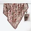Bufanda cuadrada de terciopelo colorida de 90 cm con estampado floral para mujer para otoño e invierno, chal de playa para vacaciones de color contrastante por ambos lados, bufanda cálida