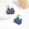 Pendientes Azules con Forma de Cangrejo Nuevo Retro Transfronterizos, Lindos y Originales Accesorios para Orejas de Vida Marina, Accesorios Personales Diarios