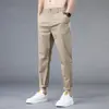 Pantalones Casuales de Seda de Hielo Transfronterizos para Hombre, Estilo Verano Delgado, Pantalones Deportivos para Niño, Traje Pequeño para Hombre, Pantalones Rectos Sueltos de Nueve Puntos para Hombre