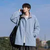 Jaqueta patchwork xadrez com gola alta, unissex, estilo retrô americano, peça externa versátil casual de corte solto, coleção primavera/outono masculina