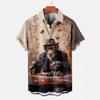 Exportación Transfronteriza Verano Hombres Casual Estampado Digital 3D Patrón de Orangután Camisa de Manga Corta para Hombre Playa Pod Personalización