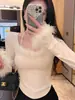 Suéter Feminino Camada Interna Estilo Pure Desire Gola Quadrada, Estilo Outono e Inverno, Novo Top Tricotado Sexy Outono 2025