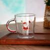 Caneca de café com padrão do Papai Noel, alça colorida com glitter, caneca de Natal, copo de água de vidro, caneca de leite, caneca de suco, caneca de chá verde