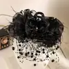 2026 Nuevo Estilo Pinza para el Cabello con Lazo Grande de Terciopelo Rojo, Accesorio para el Cabello para Niñas, Tocado de Princesa Nupcial de Borla de Alta Gama