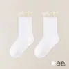 Calcetines para niños, estilo grueso de otoño/invierno, con borde de encaje, diseño de princesa, hechos de algodón puro, longitud hasta la mitad de la pantorrilla, para niñas, bebés y niños pequeños, calidad Clase A