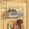 Colgador detrás de la puerta, artefacto para abrigos y sombreros de entrada, estante de almacenamiento montado en la pared, sin perforaciones, tendedero colgante lateral para puerta de dormitorio