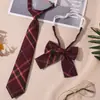 Jk Corbata Cuadros Rojos Decoración de Graduación Femenina Estudiante Estilo Preppy Corbata de Moño Infantil Gratuita Camisa Camisa