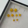 Aretes de Ágata Amarilla de Plata Esterlina S925, Simples y Versátiles Ins Elegantes, Estilo de Diseño Nicho de Alta Gama