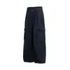 Pantalones cargo retro de pierna ancha para hombre, nuevo estilo de otoño, moda urbana elegante con bolsillos grandes, pantalones casuales de algodón puro, pierna recta, pantalones hasta el suelo