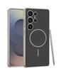 Pintura Metálica Cuero Liso Círculo Delgado Succión Magnética Adecuado para Funda de Teléfono Móvil Samsung S25Ultra Estilo Lujo Accesible Cubierta Protectora para Carga Inalámbrica