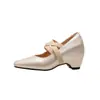 Bailarinas de tacón alto estilo francés para mujer, nuevo modelo otoño 2026, Mary Janes de tiras cruzadas, tacones altos, suaves y elegantes