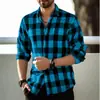 Camisa Masculina Xadrez Manga Longa Casual Tamanho Grande Moda Transfronteiriça Masculina 2026