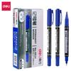 Deli 6824 Marcador Doble Punta Pequeño Negro Grande y Pequeño Multipropósito Oleoso Pluma de Gancho Marcador Expreso de Secado Rápido