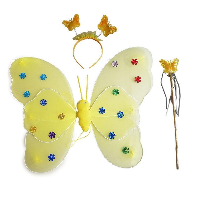 黄色亮片翅膀三件套